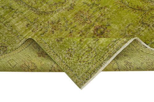 Overdyed Vintage Yeşil Eskitme Pamuk Yün El Dokuma Halısı 164x273 Agacan