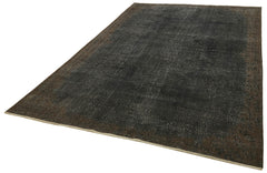 Overdyed Vintage Siyah Eskitme Pamuk Yün El Dokuma Halısı 198x310 Agacan
