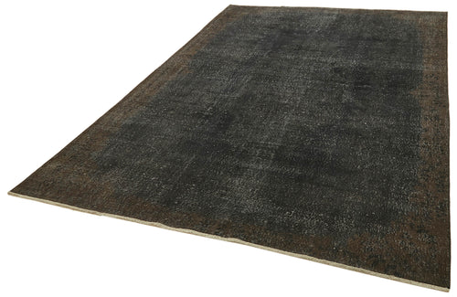 Overdyed Vintage Siyah Eskitme Pamuk Yün El Dokuma Halısı 198x310 Agacan