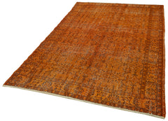 Overdyed Vintage Turuncu Eskitme Pamuk Yün El Dokuma Halısı 169x275 Agacan
