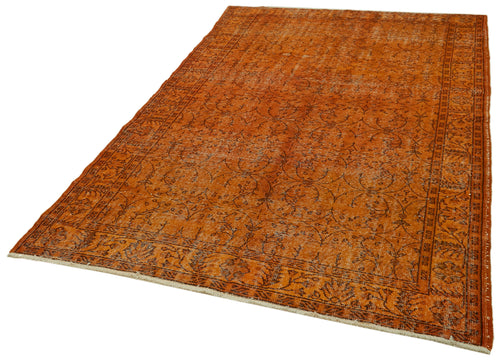 Overdyed Vintage Turuncu Eskitme Pamuk Yün El Dokuma Halısı 169x275 Agacan