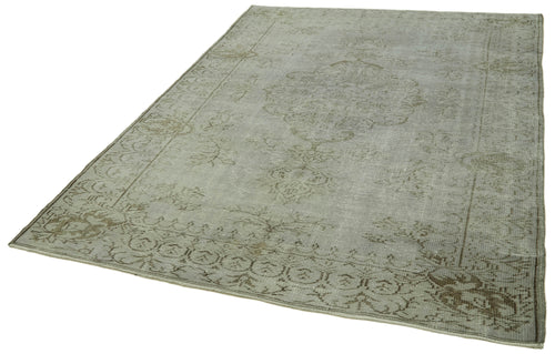 Overdyed Vintage Gri Eskitme Pamuk Yün El Dokuma Halısı 197x284 Agacan