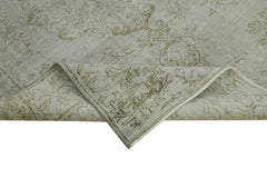 Overdyed Vintage Gri Eskitme Pamuk Yün El Dokuma Halısı 197x284 Agacan