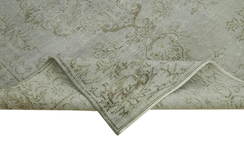 Overdyed Vintage Gri Eskitme Pamuk Yün El Dokuma Halısı 197x284 Agacan
