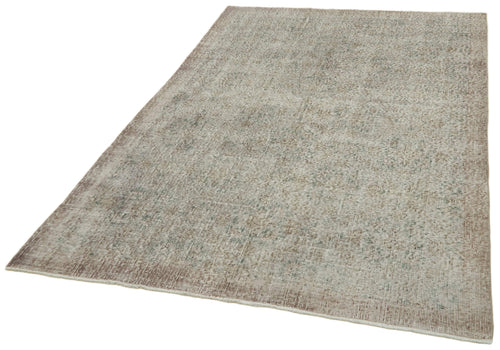 Overdyed Vintage Mavi Eskitme Pamuk Yün El Dokuma Halısı 156x256 Agacan