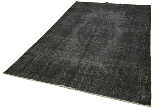 Overdyed Vintage Siyah Eskitme Pamuk Yün El Dokuma Halısı 173x298 Agacan