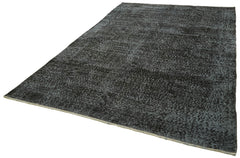Overdyed Vintage Siyah Eskitme Pamuk Yün El Dokuma Halısı 208x318 Agacan
