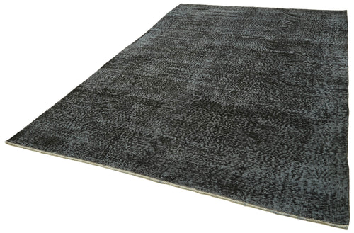Overdyed Vintage Siyah Eskitme Pamuk Yün El Dokuma Halısı 208x318 Agacan