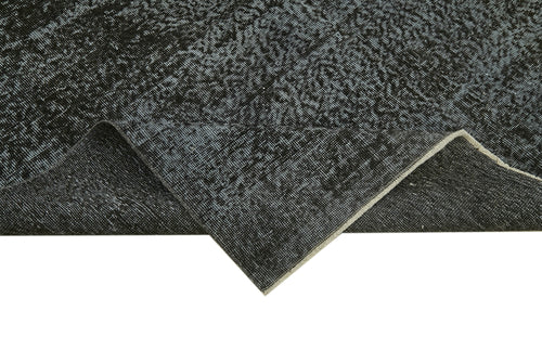 Overdyed Vintage Siyah Eskitme Pamuk Yün El Dokuma Halısı 208x318 Agacan