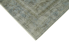 Overdyed Vintage Mavi Eskitme Pamuk Yün El Dokuma Halısı 200x327 Agacan