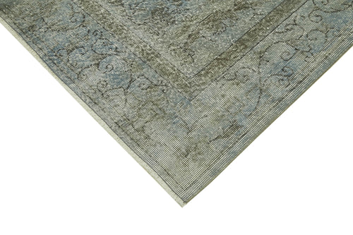 Overdyed Vintage Mavi Eskitme Pamuk Yün El Dokuma Halısı 200x327 Agacan
