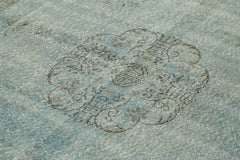 Overdyed Vintage Mavi Eskitme Pamuk Yün El Dokuma Halısı 200x327 Agacan