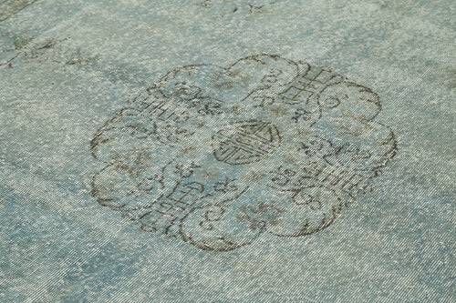 Overdyed Vintage Mavi Eskitme Pamuk Yün El Dokuma Halısı 200x327 Agacan