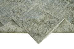 Overdyed Vintage Mavi Eskitme Pamuk Yün El Dokuma Halısı 200x327 Agacan