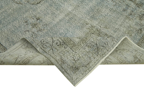 Overdyed Vintage Mavi Eskitme Pamuk Yün El Dokuma Halısı 200x327 Agacan