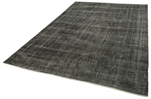 Overdyed Vintage Siyah Eskitme Pamuk Yün El Dokuma Halısı 210x324 Agacan