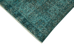 Overdyed Vintage Turkuaz Eskitme Pamuk Yün El Dokuma Halısı 205x319 Agacan