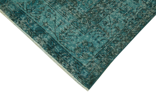Overdyed Vintage Turkuaz Eskitme Pamuk Yün El Dokuma Halısı 205x319 Agacan