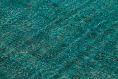 Overdyed Vintage Turkuaz Eskitme Pamuk Yün El Dokuma Halısı 205x319 Agacan