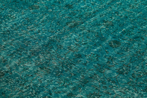 Overdyed Vintage Turkuaz Eskitme Pamuk Yün El Dokuma Halısı 205x319 Agacan