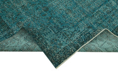 Overdyed Vintage Turkuaz Eskitme Pamuk Yün El Dokuma Halısı 205x319 Agacan