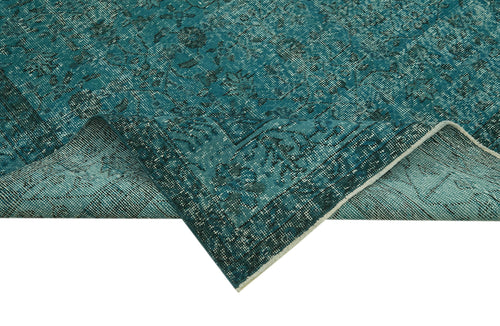 Overdyed Vintage Turkuaz Eskitme Pamuk Yün El Dokuma Halısı 205x319 Agacan