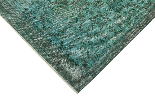 Overdyed Vintage Turkuaz Eskitme Pamuk Yün El Dokuma Halısı 205x314 Agacan