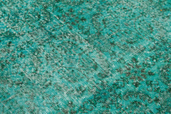 Overdyed Vintage Turkuaz Eskitme Pamuk Yün El Dokuma Halısı 205x314 Agacan