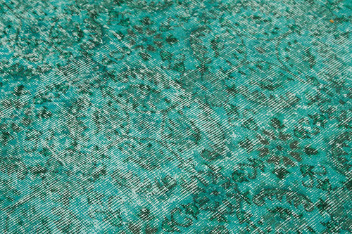 Overdyed Vintage Turkuaz Eskitme Pamuk Yün El Dokuma Halısı 205x314 Agacan