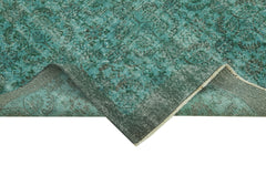 Overdyed Vintage Turkuaz Eskitme Pamuk Yün El Dokuma Halısı 205x314 Agacan