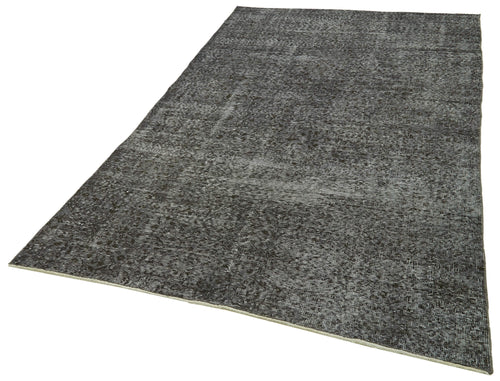 Overdyed Vintage Gri Eskitme Pamuk Yün El Dokuma Halısı 150x258 Agacan