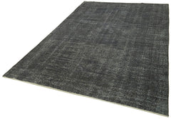 Overdyed Vintage Siyah Eskitme Pamuk Yün El Dokuma Halısı 186x284 Agacan