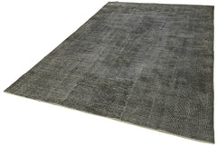Overdyed Vintage Siyah Eskitme Pamuk Yün El Dokuma Halısı 201x314 Agacan