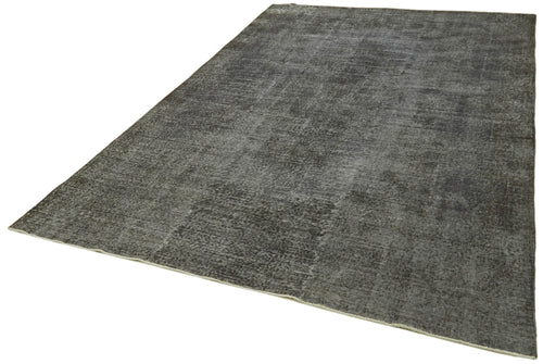 Overdyed Vintage Siyah Eskitme Pamuk Yün El Dokuma Halısı 201x314 Agacan