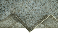 Overdyed Vintage Mavi Eskitme Pamuk Yün El Dokuma Halısı 174x294 Agacan
