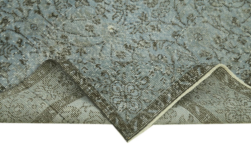 Overdyed Vintage Mavi Eskitme Pamuk Yün El Dokuma Halısı 174x294 Agacan