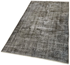 Overdyed Vintage Siyah Eskitme Pamuk Yün El Dokuma Halısı 109x205 Agacan