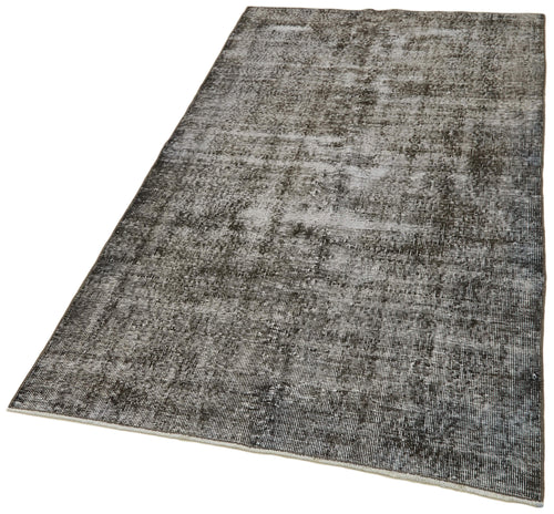 Overdyed Vintage Siyah Eskitme Pamuk Yün El Dokuma Halısı 109x205 Agacan
