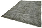 Overdyed Vintage Gri Eskitme Pamuk Yün El Dokuma Halısı 205x306 Agacan
