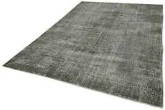 Overdyed Vintage Gri Eskitme Pamuk Yün El Dokuma Halısı 205x306 Agacan