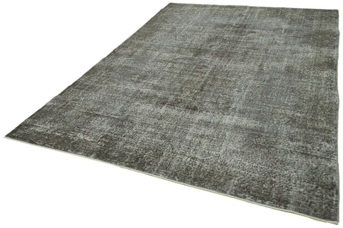 Overdyed Vintage Gri Eskitme Pamuk Yün El Dokuma Halısı 205x306 Agacan