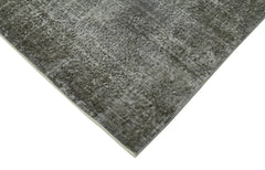 Overdyed Vintage Gri Eskitme Pamuk Yün El Dokuma Halısı 205x306 Agacan