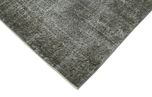 Overdyed Vintage Gri Eskitme Pamuk Yün El Dokuma Halısı 205x306 Agacan