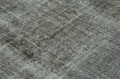 Overdyed Vintage Gri Eskitme Pamuk Yün El Dokuma Halısı 205x306 Agacan