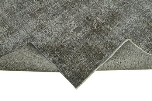 Overdyed Vintage Gri Eskitme Pamuk Yün El Dokuma Halısı 205x306 Agacan