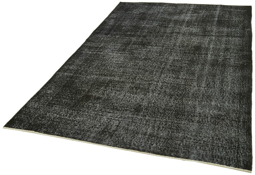 Overdyed Vintage Siyah Eskitme Pamuk Yün El Dokuma Halısı 161x267 Agacan