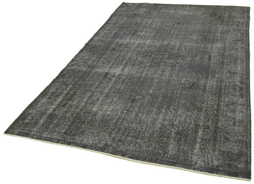 Overdyed Vintage Gri Eskitme Pamuk Yün El Dokuma Halısı 163x284 Agacan