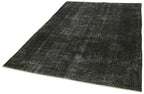 Overdyed Vintage Siyah Eskitme Pamuk Yün El Dokuma Halısı 186x252 Agacan