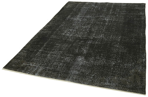 Overdyed Vintage Siyah Eskitme Pamuk Yün El Dokuma Halısı 186x252 Agacan