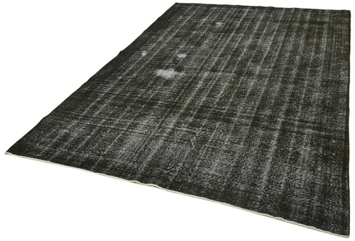 Overdyed Vintage Siyah Eskitme Pamuk Yün El Dokuma Halısı 199x306 Agacan